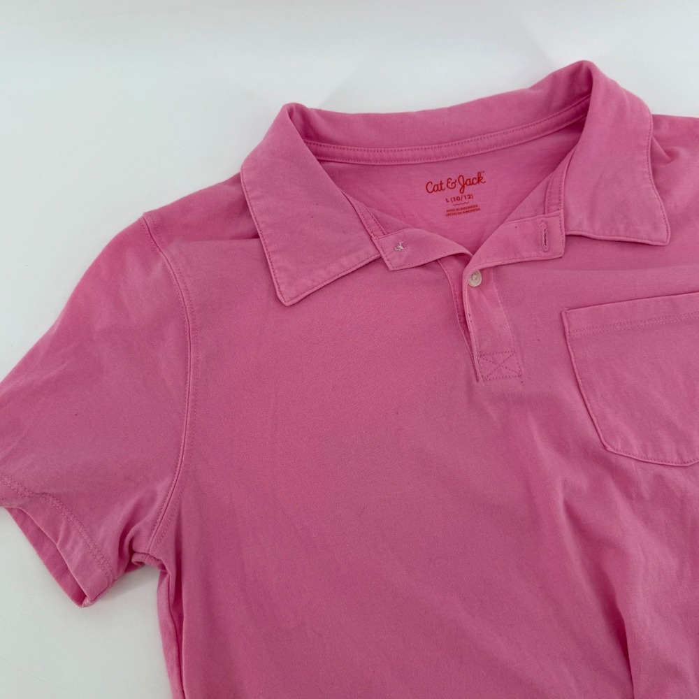 Cat Jack Pink Short Sleeve Polo Shirt Pocket Size Large‎ 10 12